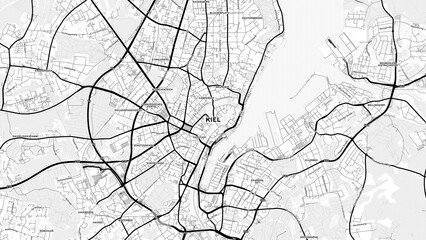 Obraz premium Minimalist Kiel Street Map with Labels and Neighborhoods