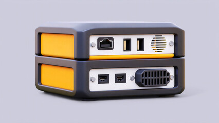 online tutoring 3D Compact electronic device with multiple ports and a modern design.