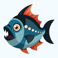 cartoon piranha fish vector illustration on white background.