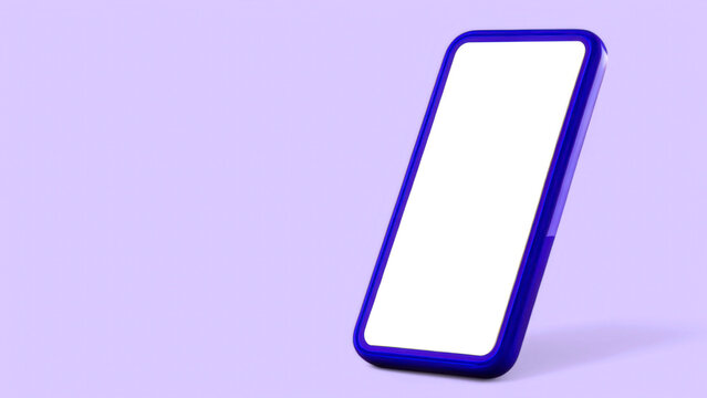 online tutoring 3D Blank smartphone with a blue case against a purple background.