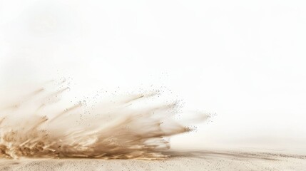 Flying and Exploding Sand on a White Background: Dynamic and Intense Patterns for Creative Projects and Backgrounds