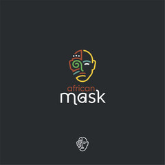 Аfrican mask ethnic line vector logo