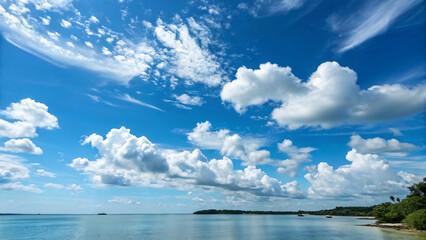 Obraz premium Colorful Beautiful blue sky with cloud formation background,clear, climate, colours, environment, high, landscape, scenic, view