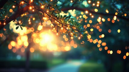 A vibrant gradient of emerald green lights, blurring into a soft bokeh effect, creating an abstract and sparkling backdrop perfect for festive designs and prints that capture the essence of 