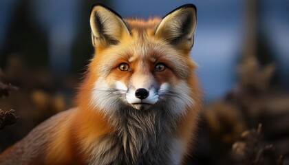 Fototapeta premium Red Fox Boldly Striking in Winter Forest Majestic Wildlife Amidst SnowCovered Trees, Radiating a Fiery Spirit and Embracing the Frosty Landscape.