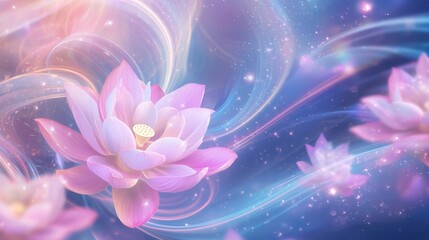 Fototapeta premium Pink Lotus Flowers in a Dreamy Cosmic Setting