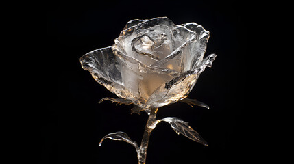 Ice rose, ice rose, transparent rose, glass rose, magic rose, magic, ice, black background