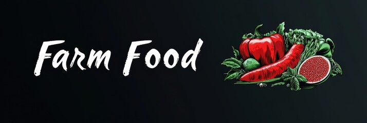Creative graphic layout promoting farm food with vibrant vegetables and bold typography