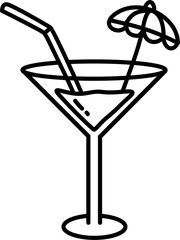 Hand drawn summer cocktail doodle illustration
