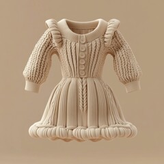 3D Icon of Stylish Isolated Knitted Dress with Soft Fabric Design