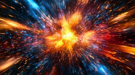 Explosive Cosmic Energy with Vivid Colors and Light Effects