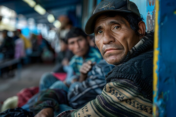 Fototapeta premium Close-up portrait of illegal migrant. Refugee man, immigration. Immigrant portrait