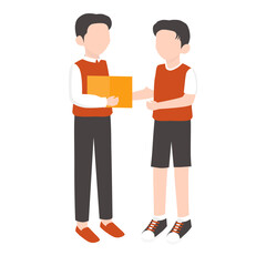 Courier Man Delivers the Package to Customer. Package Delivery Order Illustration