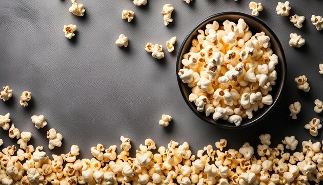Popcorn in a Bowl on Gray Background