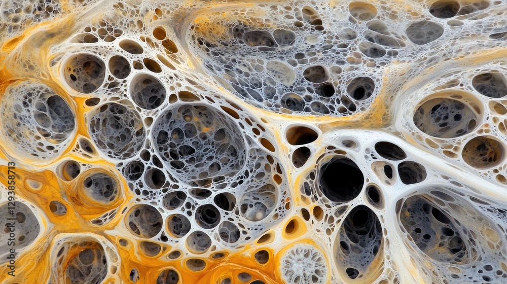 Poster exploring abstract patterns in fluid dynamics digital art surreal environment macro view conceptual 