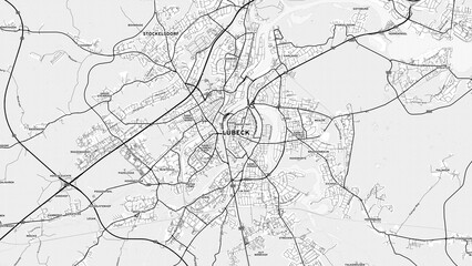 Obraz premium Minimalist Lubeck Street Map with Labels and Neighborhoods