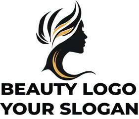 Elegant Beauty Logo Design Featuring a Woman's Profile