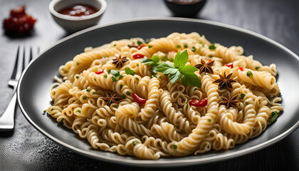 Delicious Pasta Dish with Star Anise and Chili Peppers