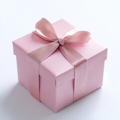 Pink gift box on white background