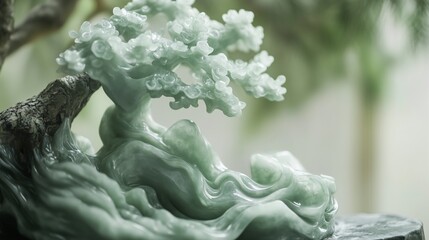 The Eastern artistic conception of jade carved bonsai