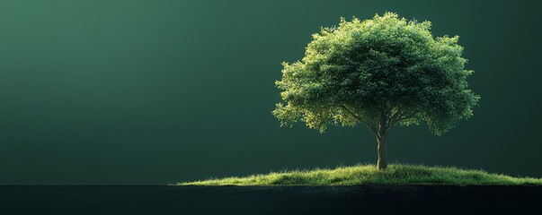3D illustration of a tree on a dark green background