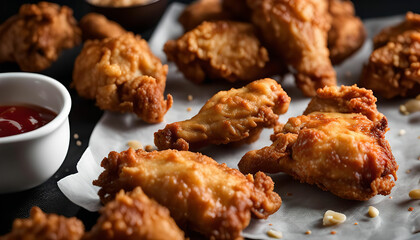Delicious Fried Chicken Wings with Ketchup