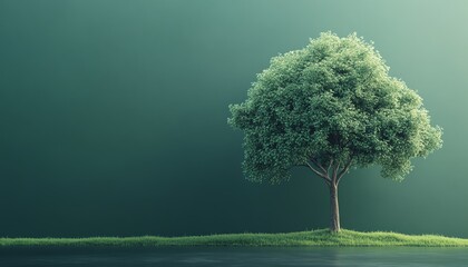 3D tree against a dark green background