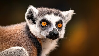 Obraz premium Playful Ringtailed Lemur in Madagascars Tropical Forest, Captured Amidst a Lush Green Canopy with Warm Sunlight Filtering Through the Branches, Strikingly Displaying Its Vivid Coat Pattern and