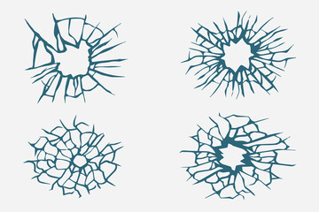Obraz premium set of glass shatter good for element design, icon, background, sticker, texture, decal, etc