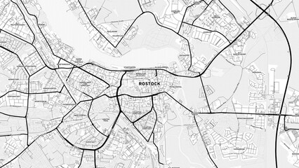 Obraz premium Minimalist Rostock Street Map with Labels and Neighborhoods