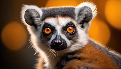 Fototapeta premium Nocturnal Play Ringtailed Lemurs Frolicking Under the Glowing Silhouette of a Moonlit Madagascar Forest, Illuminated by a Soft, Mystical Light.