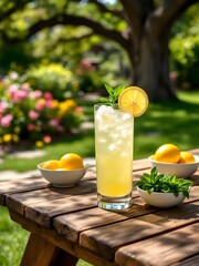 fresh lemonade in the garden