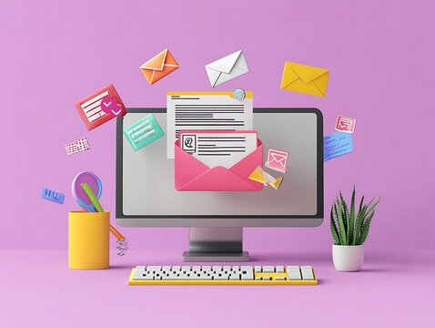 Email marketing, email automation. Subscribe to newsletter. Sign up to mailing list. Newsletter marketing, customer retention concept.