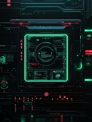 Obraz premium La escena muestra un sofisticado panel digital repleto de gráficos y datos en colores verdes y rojos.