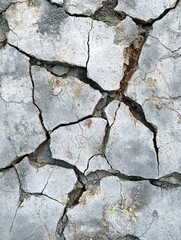 Obraz premium Cracked concrete surface with intricate patterns of decay and weathering creating a textured background for urban design and architectural inspiration