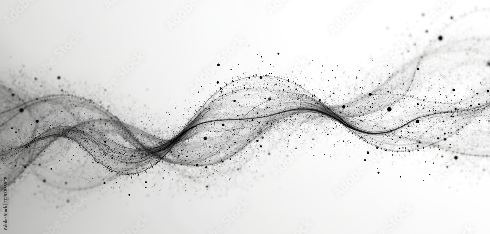 Poster black, white tech background. abstract data visualization of nodes connections on white backdrop. ne