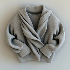 Fototapeta premium Soft Gray 3D Icon of an Isolated Cardigan Jacket Design