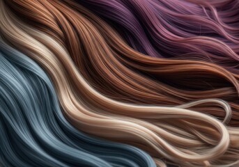 Colorful strands of hair in various shades, showcasing beauty and style
