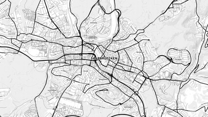 Obraz premium Minimalist Saarbrucken Street Map with Labels and Neighborhoods