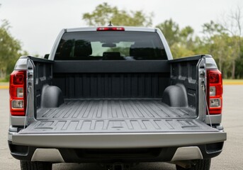 Open truck bed showcasing a spacious and clean interior for cargo