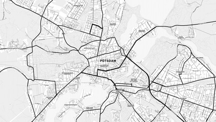 Minimalist Potsdam Street Map with Labels and Neighborhoods