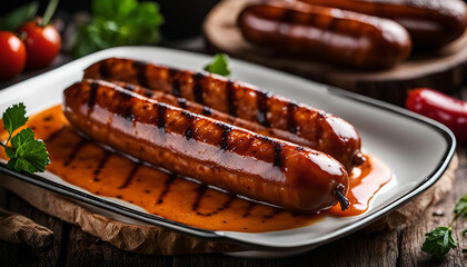 Grilled Sausages with BBQ Sauce