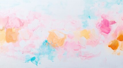 Bright abstract painting with soft pastel colors and gentle brush strokes creating a serene atmosphere.