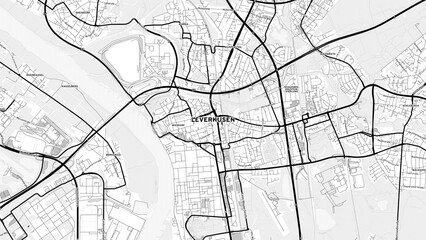 Minimalist Leverkusen Street Map with Labels and Neighborhoods