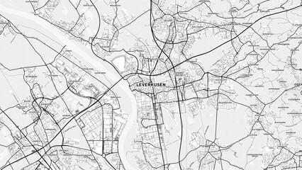 Obraz premium Minimalist Leverkusen Street Map with Labels and Neighborhoods