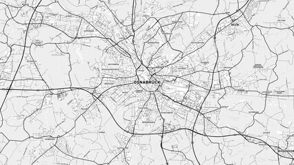 Minimalist Osnabruck Street Map with Labels and Neighborhoods