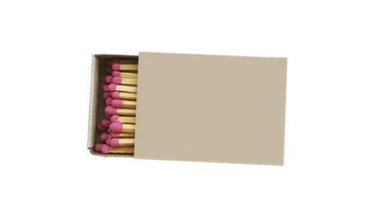 open cardboard box with wooden matches isolated on white or transparent background png