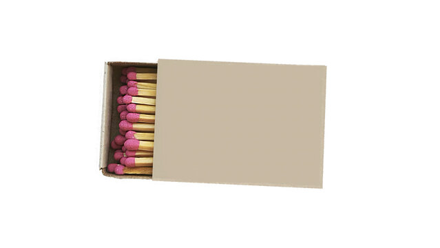 open cardboard box with wooden matches isolated on white or transparent background png