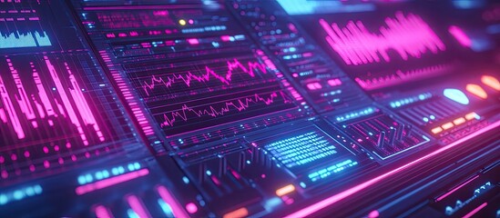 Obraz premium Futuristic Digital Dashboard with Charts and Audio
