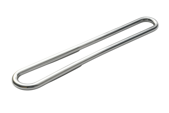 Standard Paperclip with Smooth Metallic Finish and Strong Hold: Isolated on Transparent Background